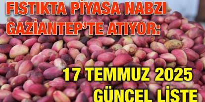 Fıstıkta Piyasa Nabzı Gaziantep’te Atıyor: 17 Temmuz 2025 Güncel Liste