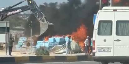 Gaziantep'te Rezerv Alanında İnşaat Sahasında Korkutan Yangın!