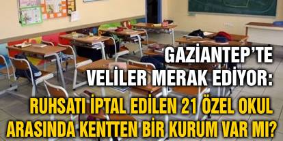 Gaziantep’te Veliler Merak Ediyor: Ruhsatı İptal Edilen 21 Özel Okul Arasında Kentten Bir Kurum Var mı?