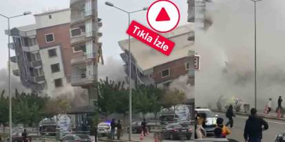 Gaziantep'te Ağır Hasarlı Bina Korna Sesiyle Yerle Bir Oldu!