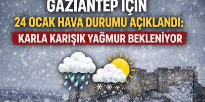 Gaziantep İçin 24 Ocak Hava Durumu Açıklandı: Karla Karışık Yağmur Bekleniyor