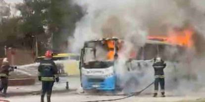 Gaziantep'te Halk Otobüsü Yanarak Kül Oldu! İşte O Anlar