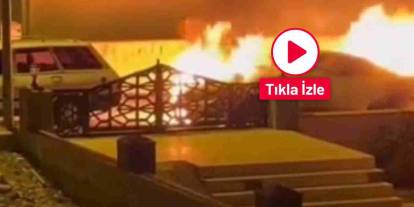 Gaziantep'te park halindeki lüks otomobil alev alev yandı