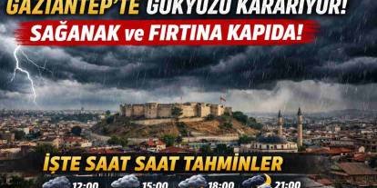 Gaziantep'te Gökyüzü Kararıyor! Sağanak ve Fırtına Kapıda: İşte Saat Saat Tahminler