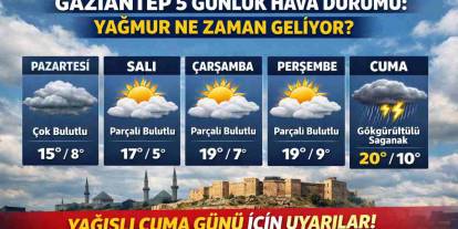 Gaziantep 5 günlük hava durumu: Yağmur ne zaman geliyor?