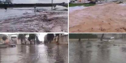 Gaziantep'te yollar göle döndü, kırsal mahallelerde sel meydana geldi