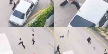 Taşlarla araçlara saldırdılar: Kavga anları kamerada