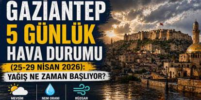 Gaziantep 5 Günlük Hava Durumu (25-29 Nisan 2026): Yağış Ne Zaman Başlıyor?