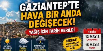 Gaziantep’te hava bir anda değişecek! Yağış için tarih verildi
