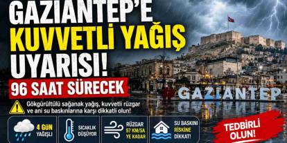 Gaziantep’e Kuvvetli Yağış Uyarısı! 96 Saat Sürecek