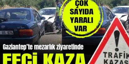 Gaziantep'te Mezarlık Yolunda Can Pazarı! İki Otomobil Çarpıştı: 5 Yaralı