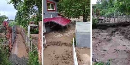Aşırı yağışla birlikte taşan dere evleri su altında bıraktı