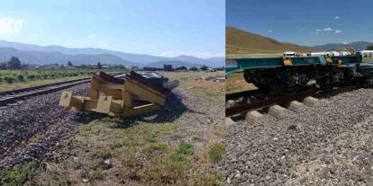 Gaziantep'te ayrılan trenin vagonları hortuvara çarparak devrildi
