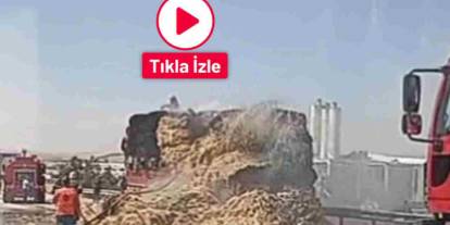 Gaziantep’te saman balyası yüklü tırda yangın