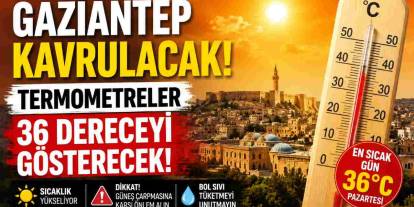 Gaziantep Termometreleri Patlatacak! Hafta Sonu ve Yeni Haftada Kavurucu Sıcaklar Geliyor