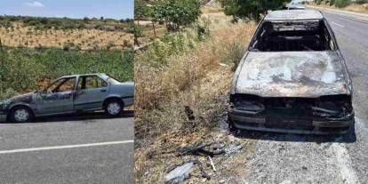 Gaziantep'te seyir halindeki otomobil alev aldı