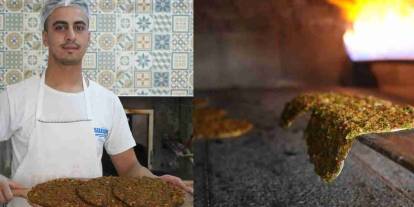 Gaziantep'te kavurucu sıcaklarda ocak başında 800 lahmacun pişiriyor