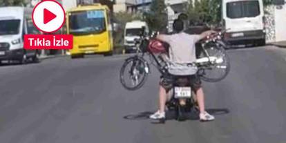 Gaziantep’te Trafikte Akılalmaz Anlar! Motosiklet Üzerinde Motosiklet Taşıdılar