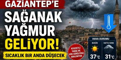 Gaziantep’e sağanak yağmur geliyor! Sıcaklık bir anda düşecek