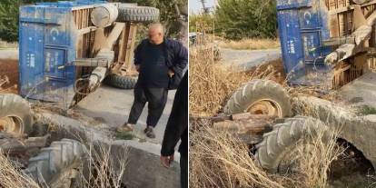 Gaziantep'te toprak yüklü traktör dereye uçtu: 1 yaralı