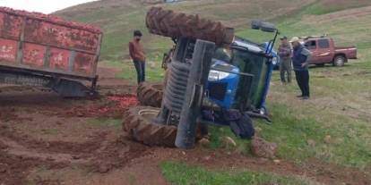İslahiye'de Kontrolden çıkan traktör devrildi