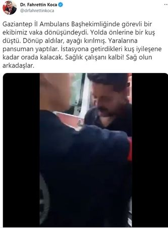 Video Haber...Bakan Fahrettin Koca'dan Gaziantep'e Teşekkür Tweet'i! Gaziantep'te  112 Ekibinin Güvercin Kurtarma Operayonu!