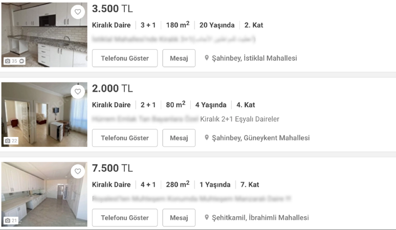 Gaziantep'te kiralık daire fiyatları resmen füze gibi uçuyor! Gaziantep'te kiralık ev fiyatlarında şok artış!