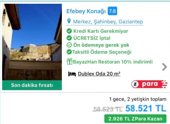 Gaziantep’te otel fiyatları uçuyor! Hangi otelde bir gecelik ücret 58.000 lira!