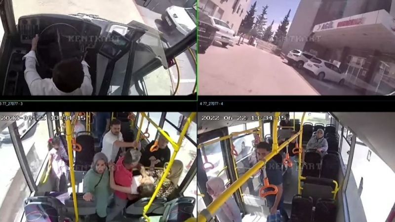 Gaziantep'te kahraman otobüs şoförü! Baygınlık geçiren kız çocuğunu hastaneye yetiştirdi...O Anlar Kamerada