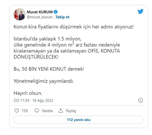 Evi Olmayanlara Ve Kiracılara MÜJDE! Konut ve kira fiyatlarını düşürecek adım: Bakan Kurum duyurdu! Yeni Konut Kampanyası Başlayacak